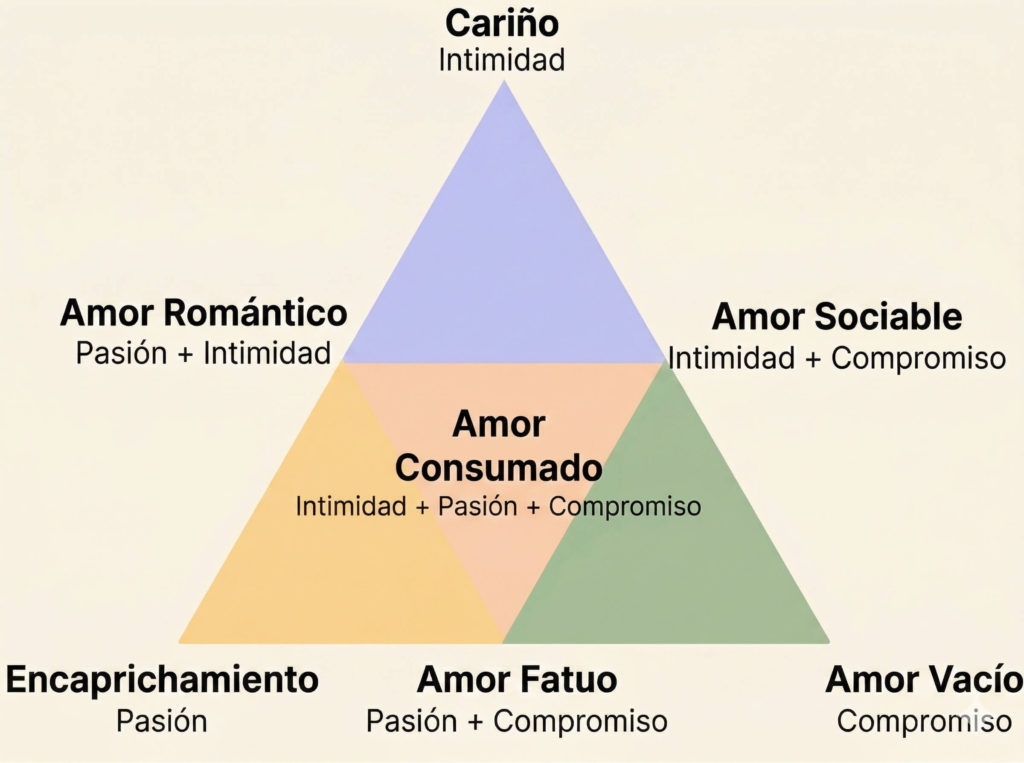 teoría triangular del amor de Robert Sternberg infografía de la teoría triangular del amor de Sternberg